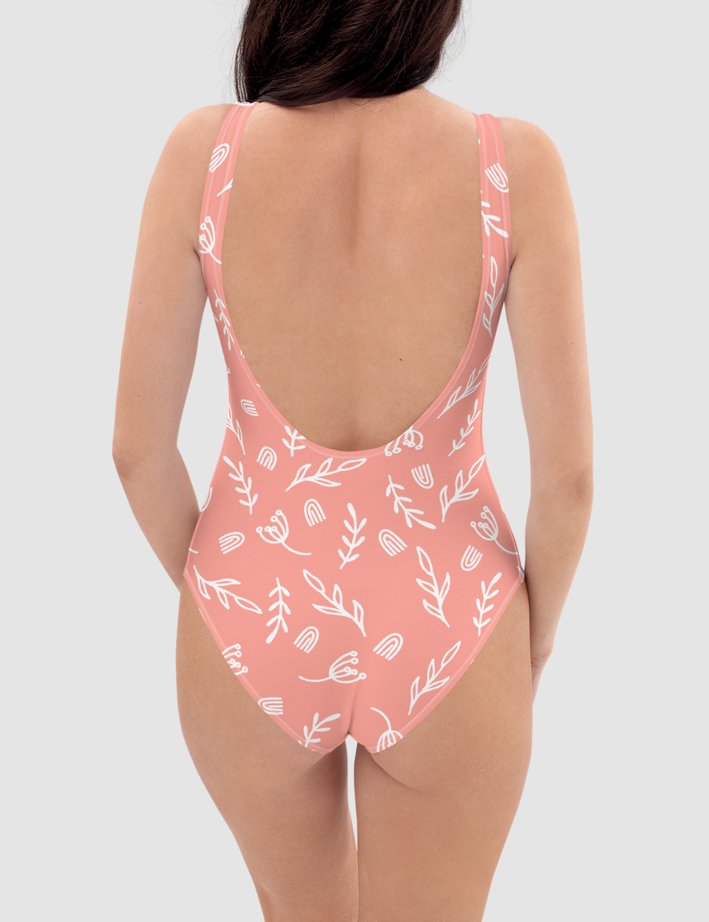 Abstract Boho Rose Bud Floral Pattern | Women's One-Piece Swimsuit OniTakai