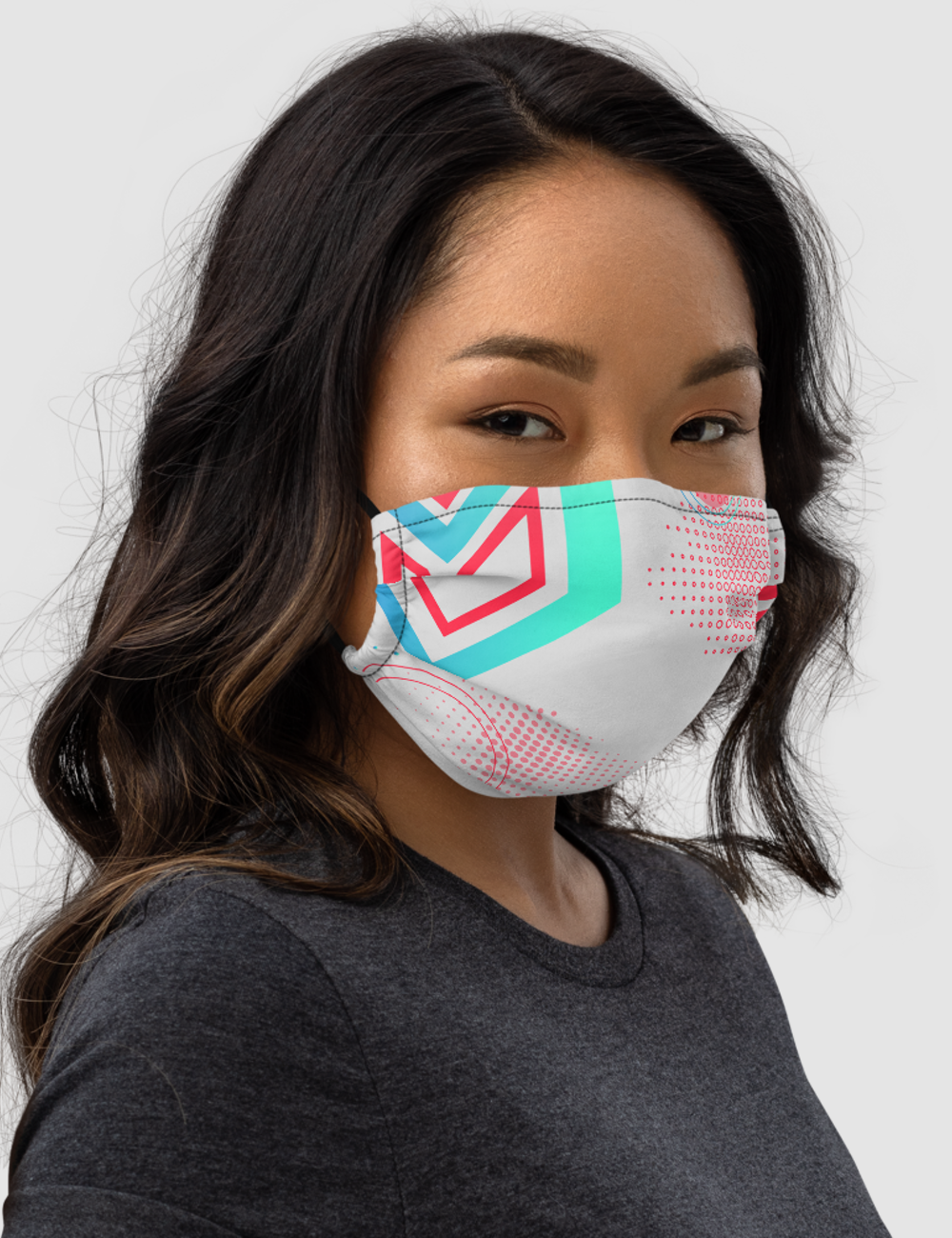 Abstract Digital Graphic Grid Design | Premium Double Layered Pocket Face Mask OniTakai