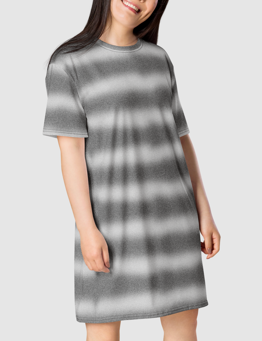 Abstract Grey Heather Tie Dye T-Shirt Dress OniTakai