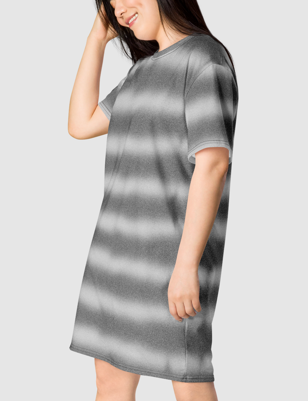 Abstract Grey Heather Tie Dye T-Shirt Dress OniTakai