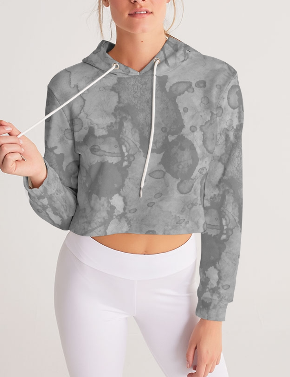 Abstract Stone Water Color Print | Women's Premium Cropped Hoodie OniTakai