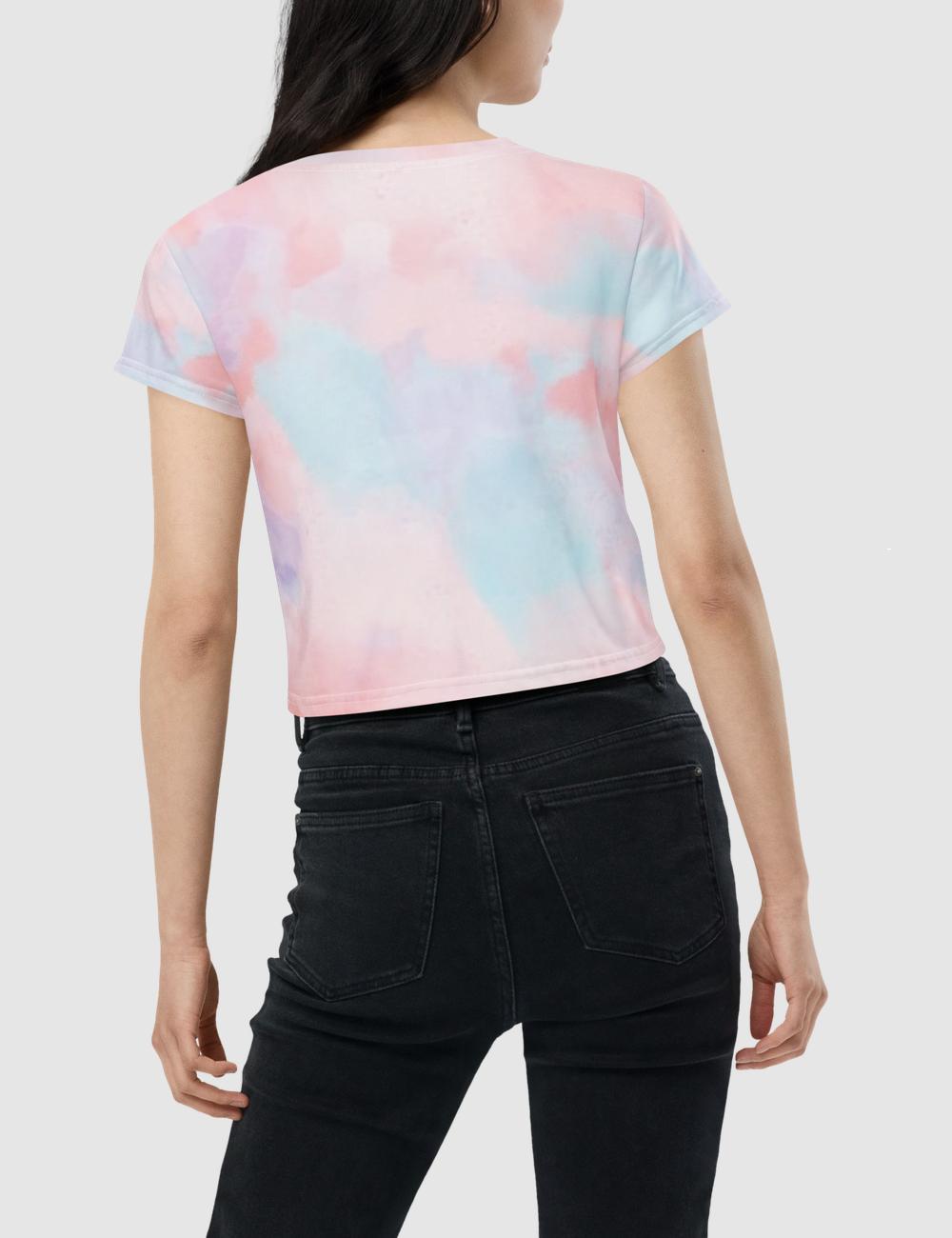 Abstract White Tie Dye Women's Sublimated Crop Top T-Shirt OniTakai