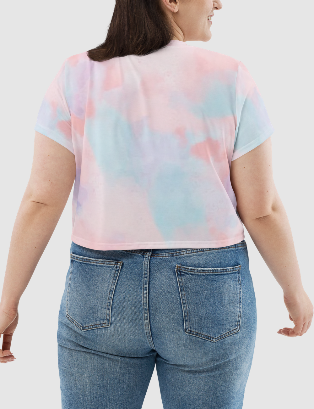 Abstract White Tie Dye Women's Sublimated Crop Top T-Shirt OniTakai