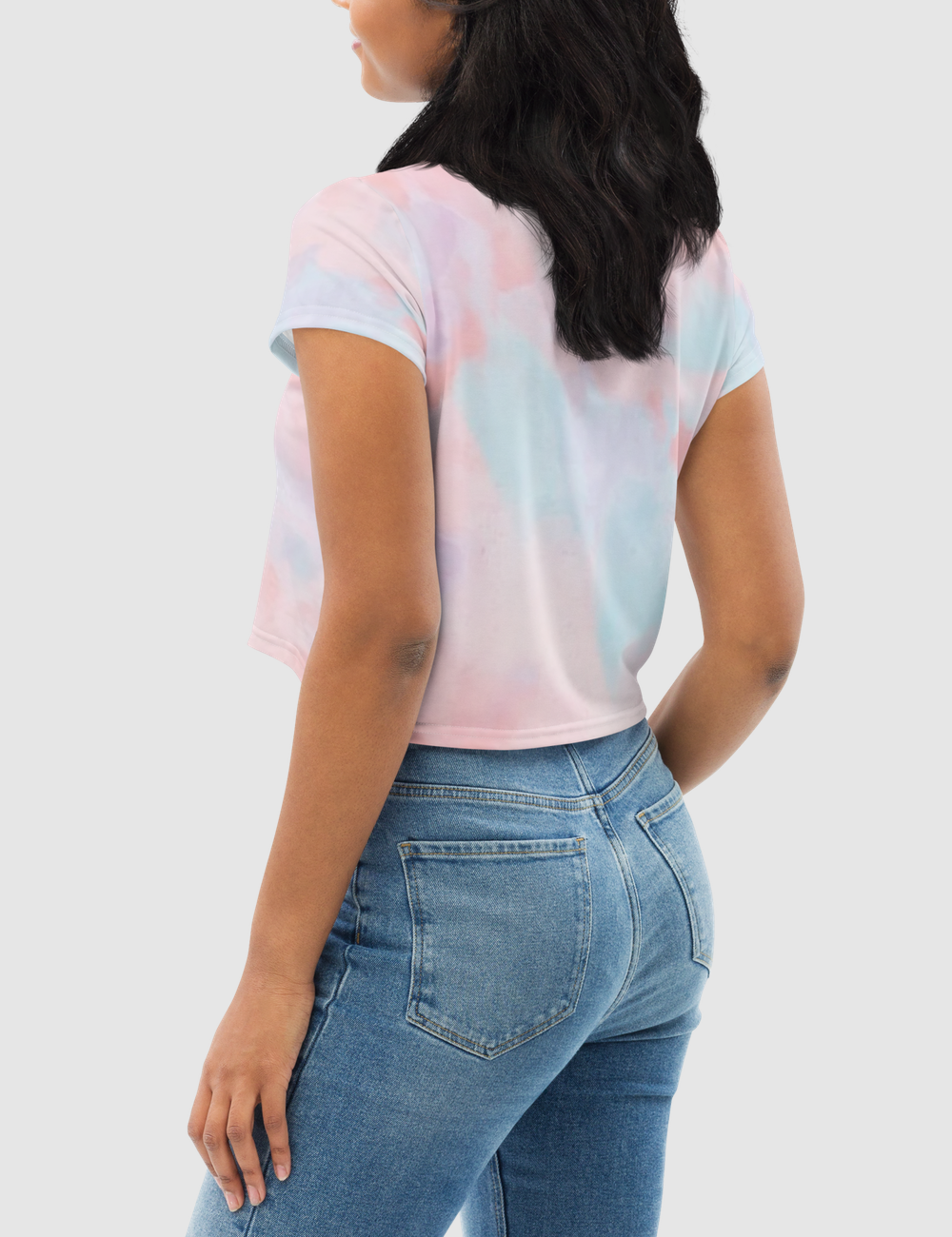 Abstract White Tie Dye Women's Sublimated Crop Top T-Shirt OniTakai