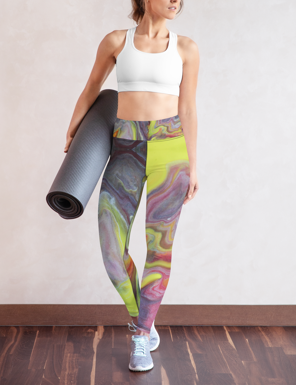 Acrylic Marble | Women's High Waist Yoga Leggings OniTakai