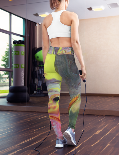 Acrylic Marble | Women's High Waist Yoga Leggings OniTakai