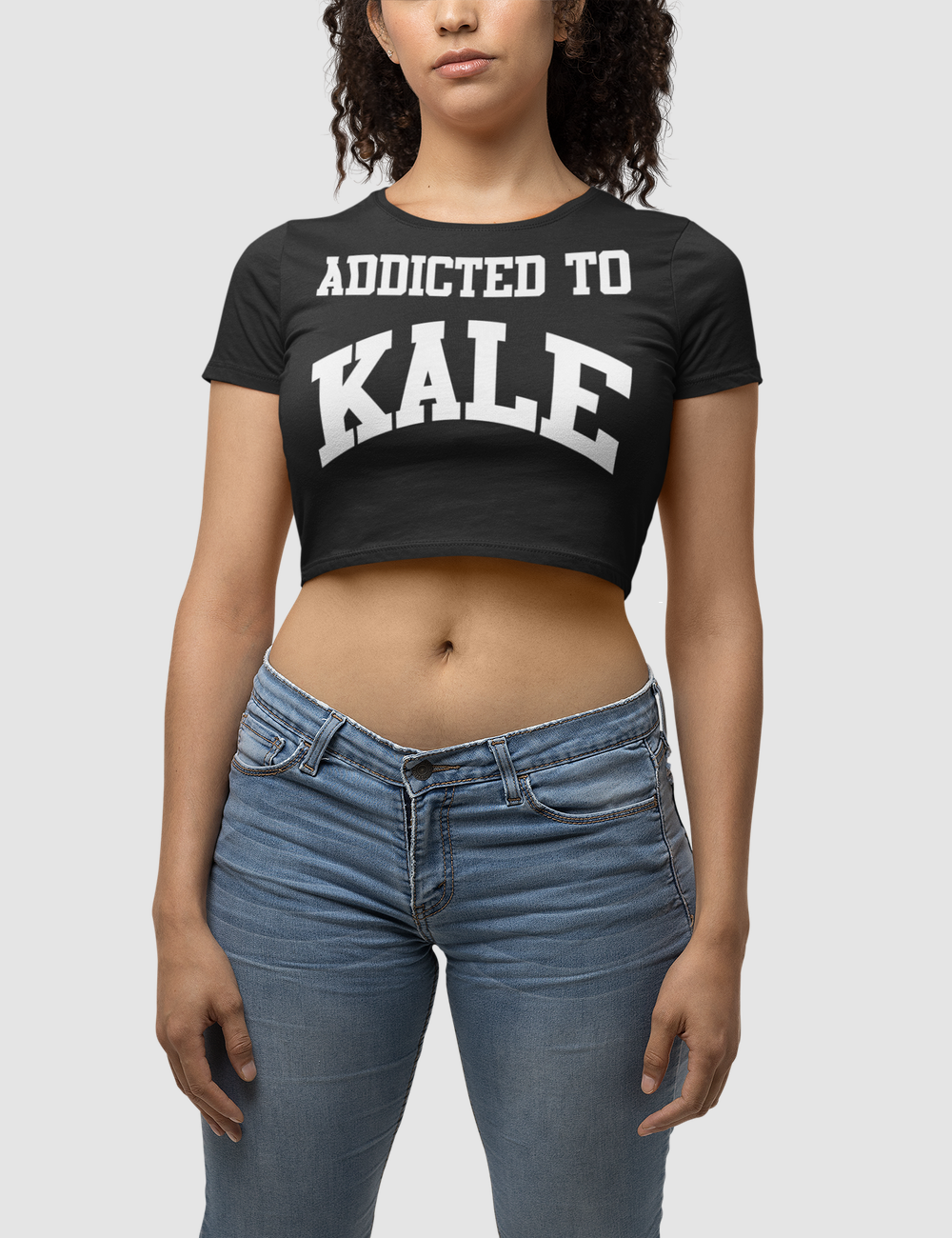 Addicted To Kale Women's Fitted Crop Top T-Shirt OniTakai