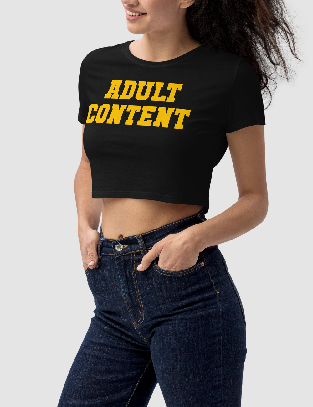 Adult Content Women's Fitted Crop Top T-Shirt OniTakai