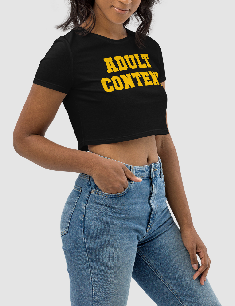 Adult Content Women's Fitted Crop Top T-Shirt OniTakai