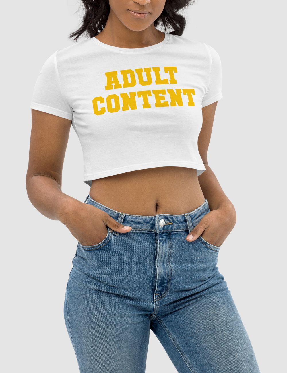 Adult Content Women's Fitted Crop Top T-Shirt OniTakai