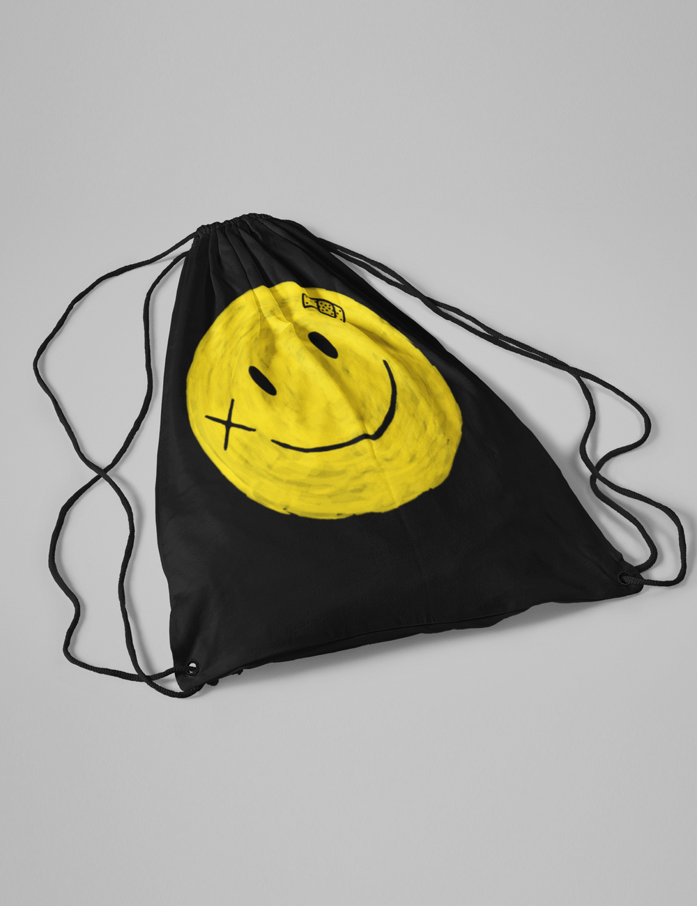 Battered Smiley Face Drawstring Bag OniTakai
