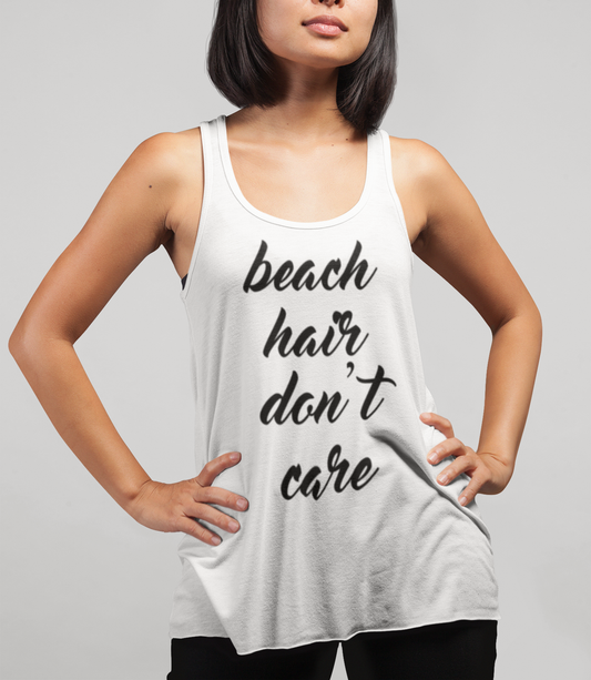 Beach Hair Don't Care | Women's Cut Racerback Tank Top OniTakai