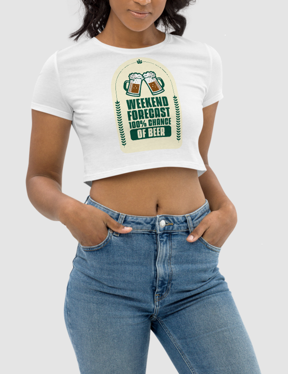 Beer Forecast Women's Fitted Crop Top T-Shirt OniTakai