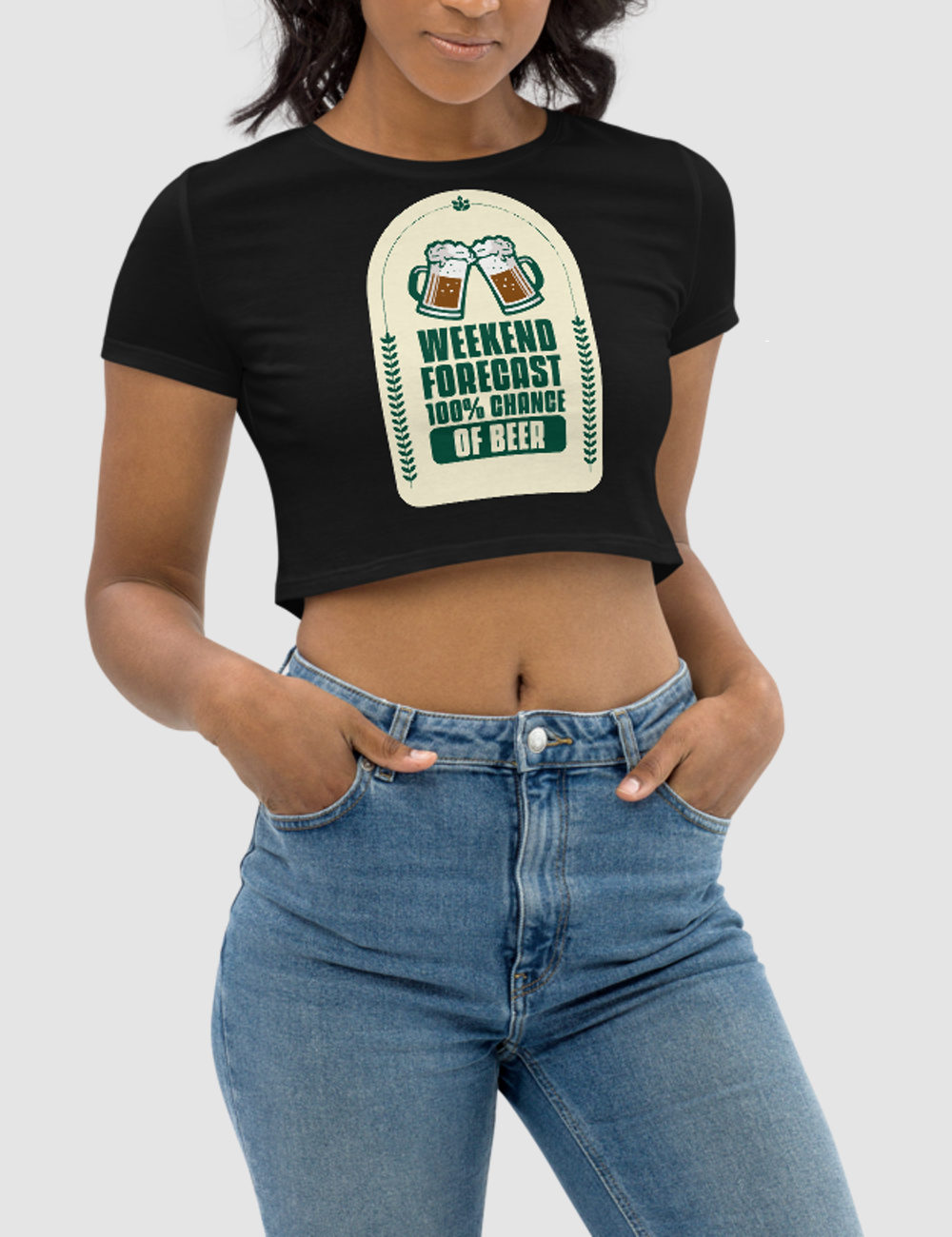 Beer Forecast Women's Fitted Crop Top T-Shirt OniTakai