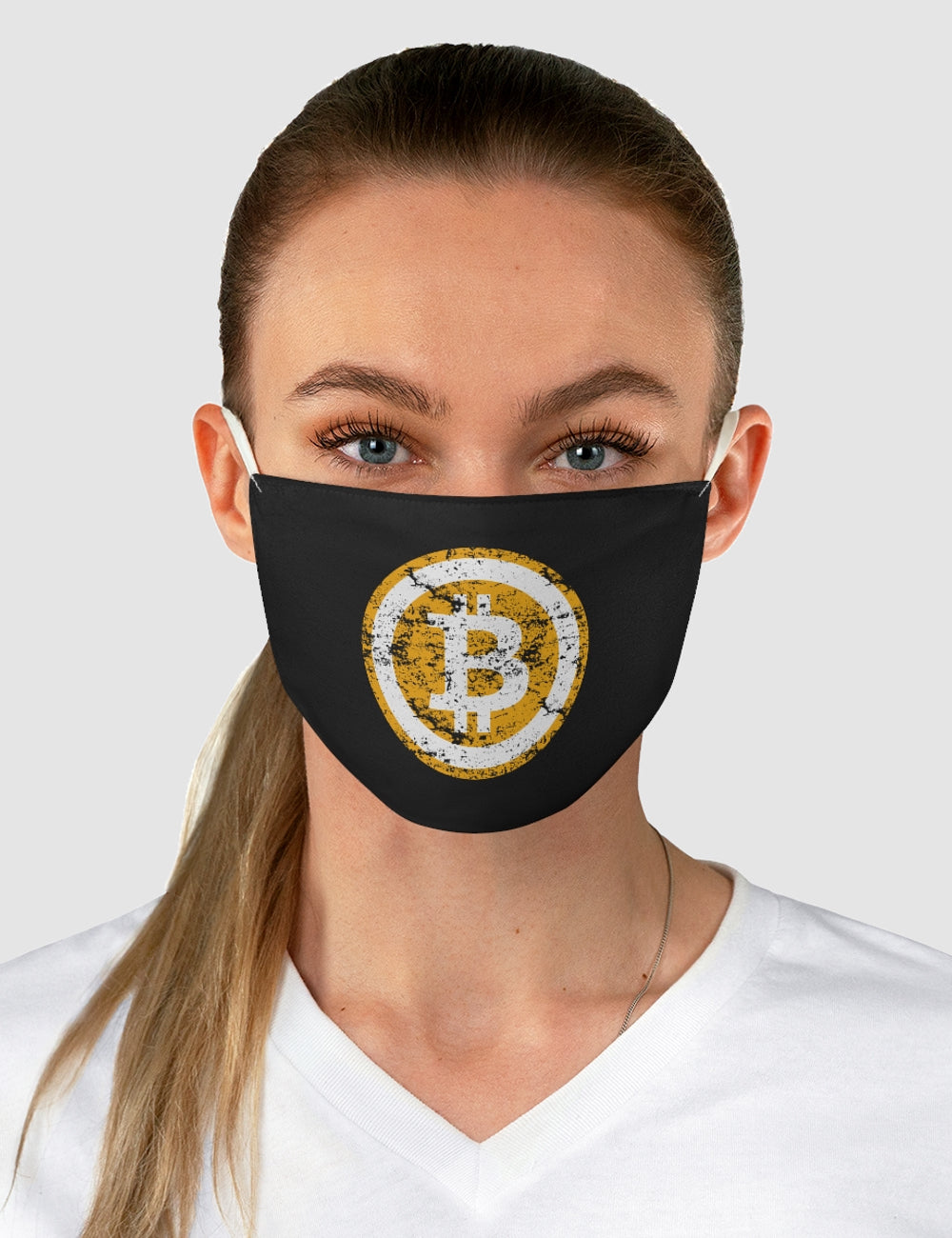 Bitcoin (Distressed) | Two-Layer Polyester Fabric Face Mask OniTakai