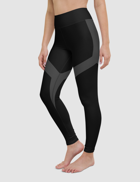 Black And Dark Grey Contrast Polygonal | Women's High Waist Yoga Leggings OniTakai