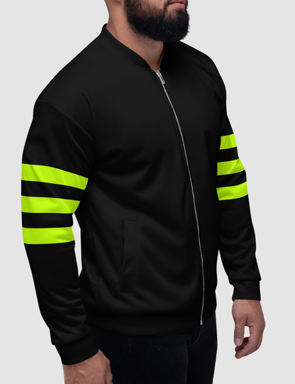 Black And Lime Triple Striped Arm Bands | Men's Lightweight Bomber Jacket OniTakai