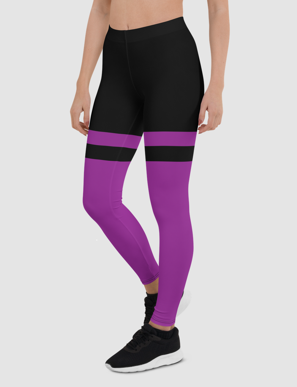 Black And Purple Thigh Striped | Women's Standard Yoga Leggings OniTakai