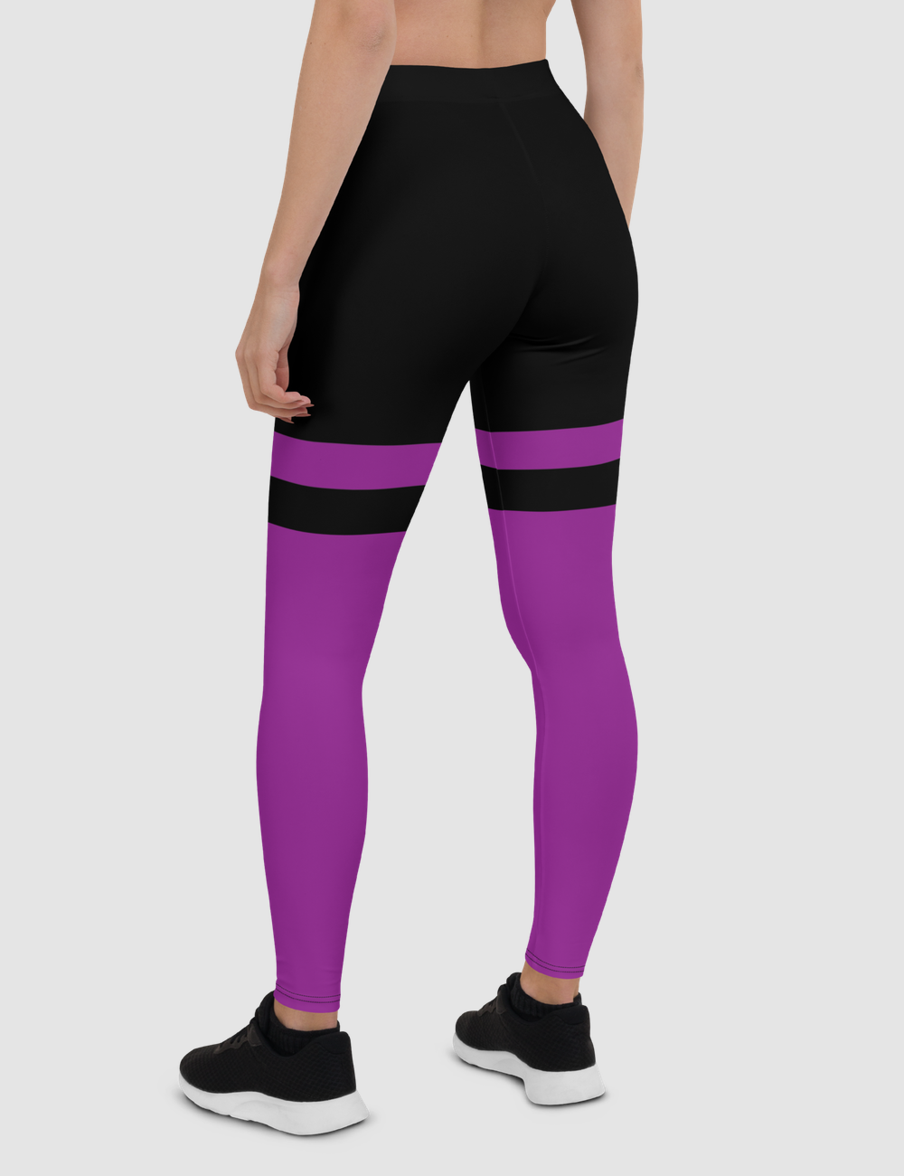 Black And Purple Thigh Striped | Women's Standard Yoga Leggings OniTakai