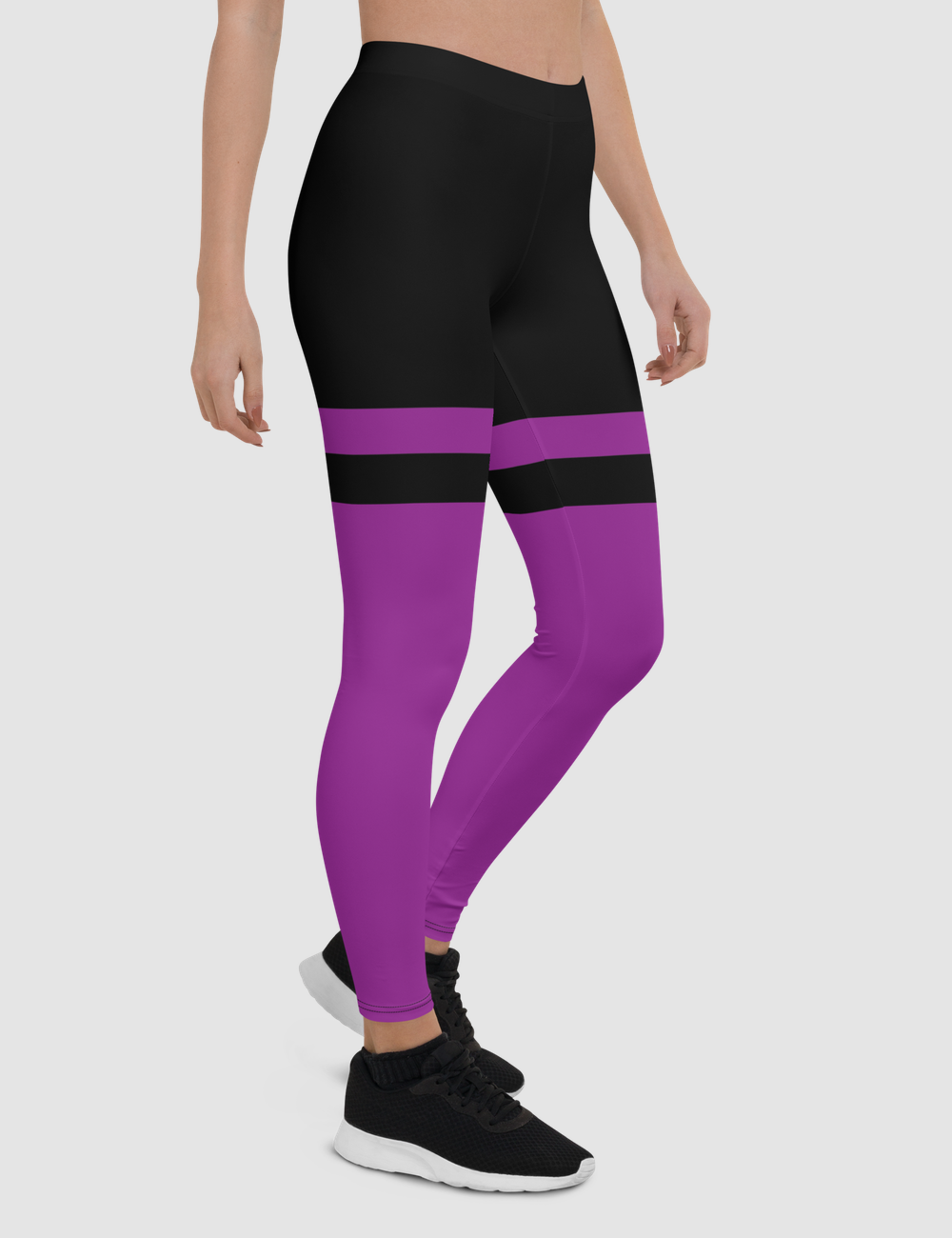 Black And Purple Thigh Striped | Women's Standard Yoga Leggings OniTakai