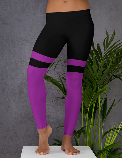 Black And Purple Thigh Striped | Women's Standard Yoga Leggings OniTakai