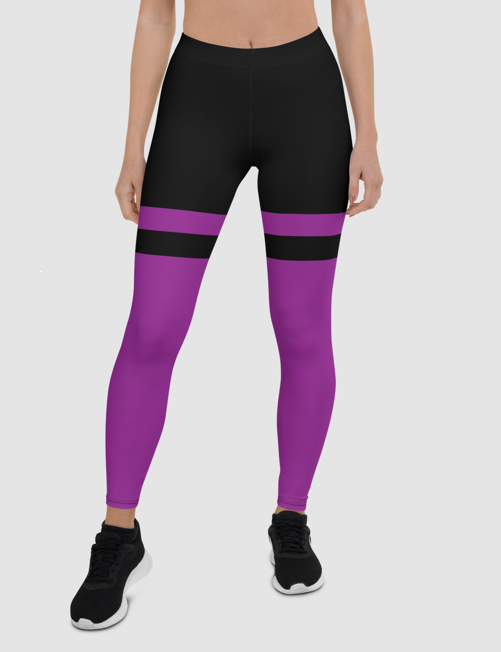 Black And Purple Thigh Striped | Women's Standard Yoga Leggings OniTakai