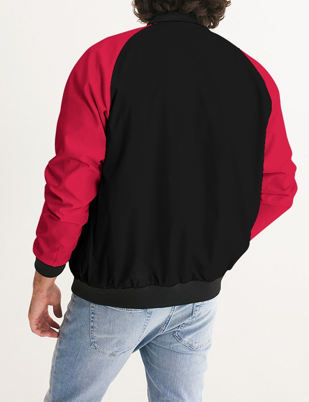 Black And Red Sleeved Raglan Style Men's Bomber Jacket OniTakai