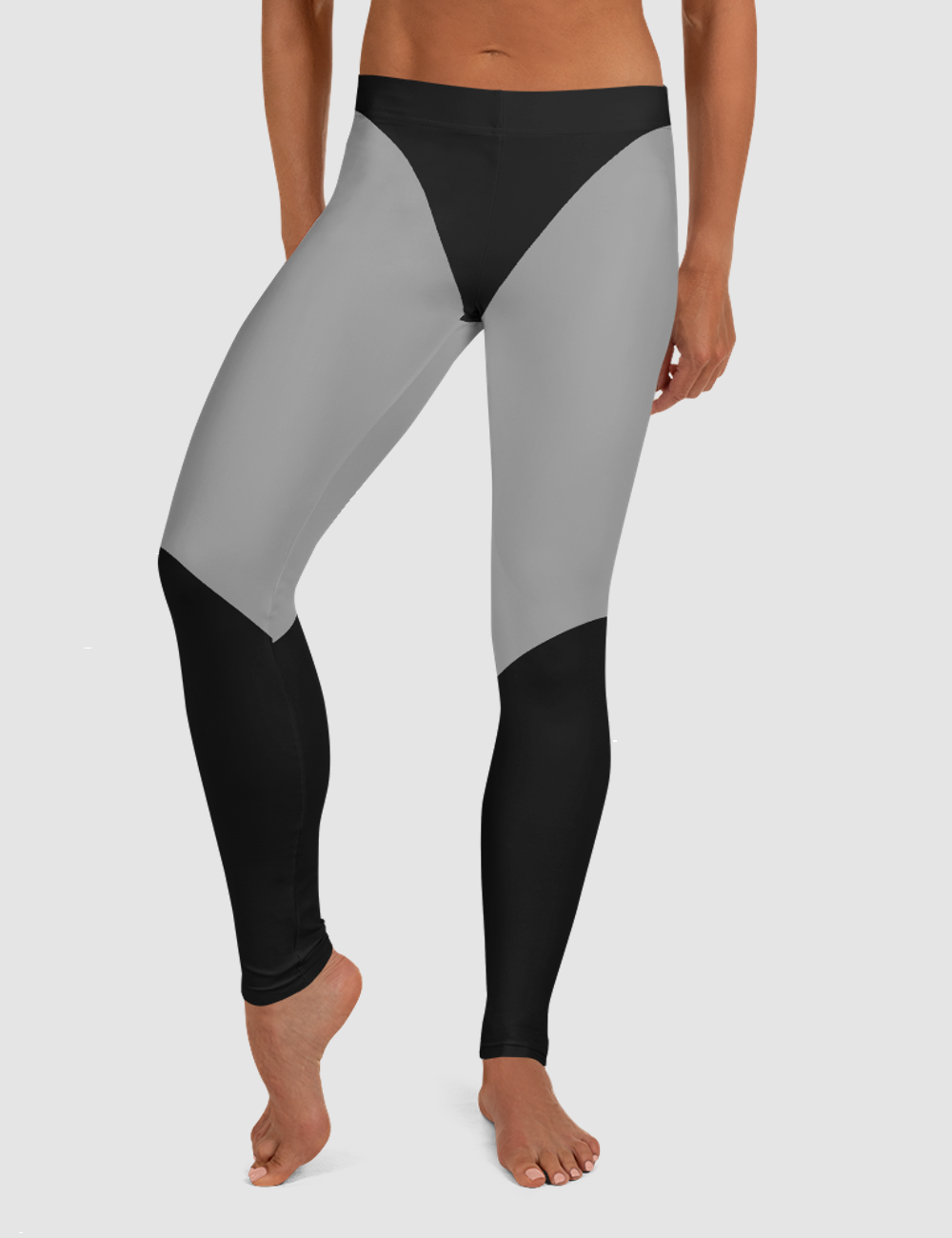 Black And Silver Double Thigh Band Print | Women's Standard Yoga Leggings OniTakai