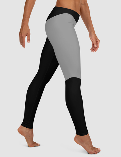 Black And Silver Single Thigh Band Print | Women's Standard Yoga Leggings OniTakai