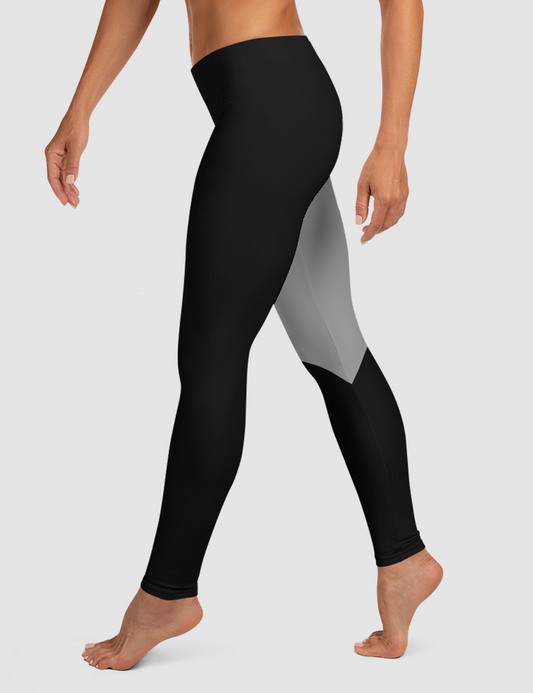 Black And Silver Single Thigh Band Print | Women's Standard Yoga Leggings OniTakai