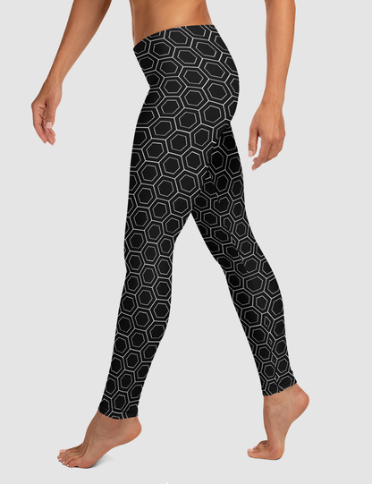 Black Honeycomb Pattern | Women's Standard Yoga Leggings OniTakai