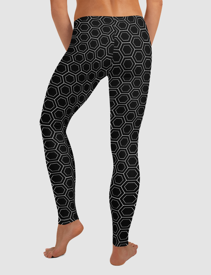 Black Honeycomb Pattern | Women's Standard Yoga Leggings OniTakai