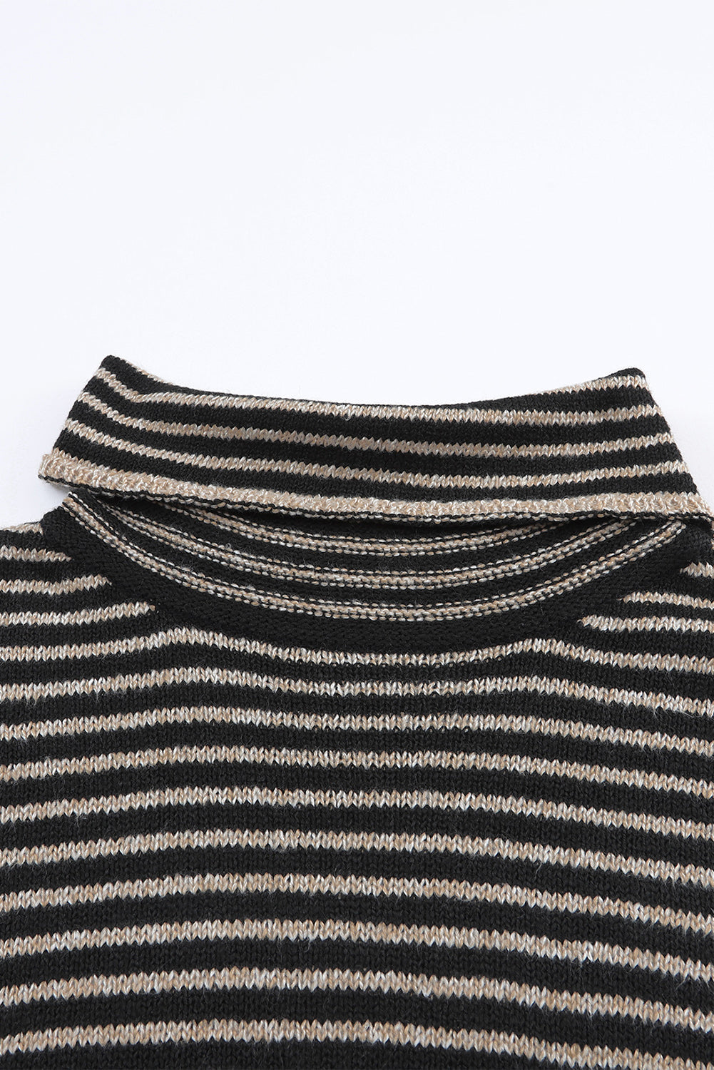 Black Striped Turtleneck Loose Sweater OniTakai