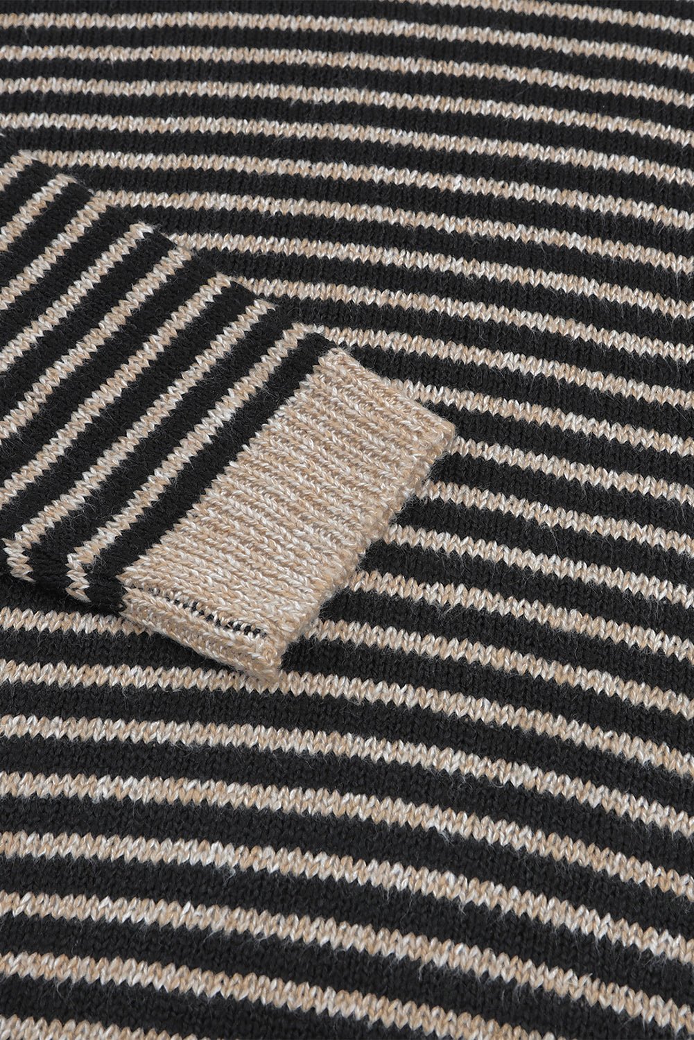 Black Striped Turtleneck Loose Sweater OniTakai