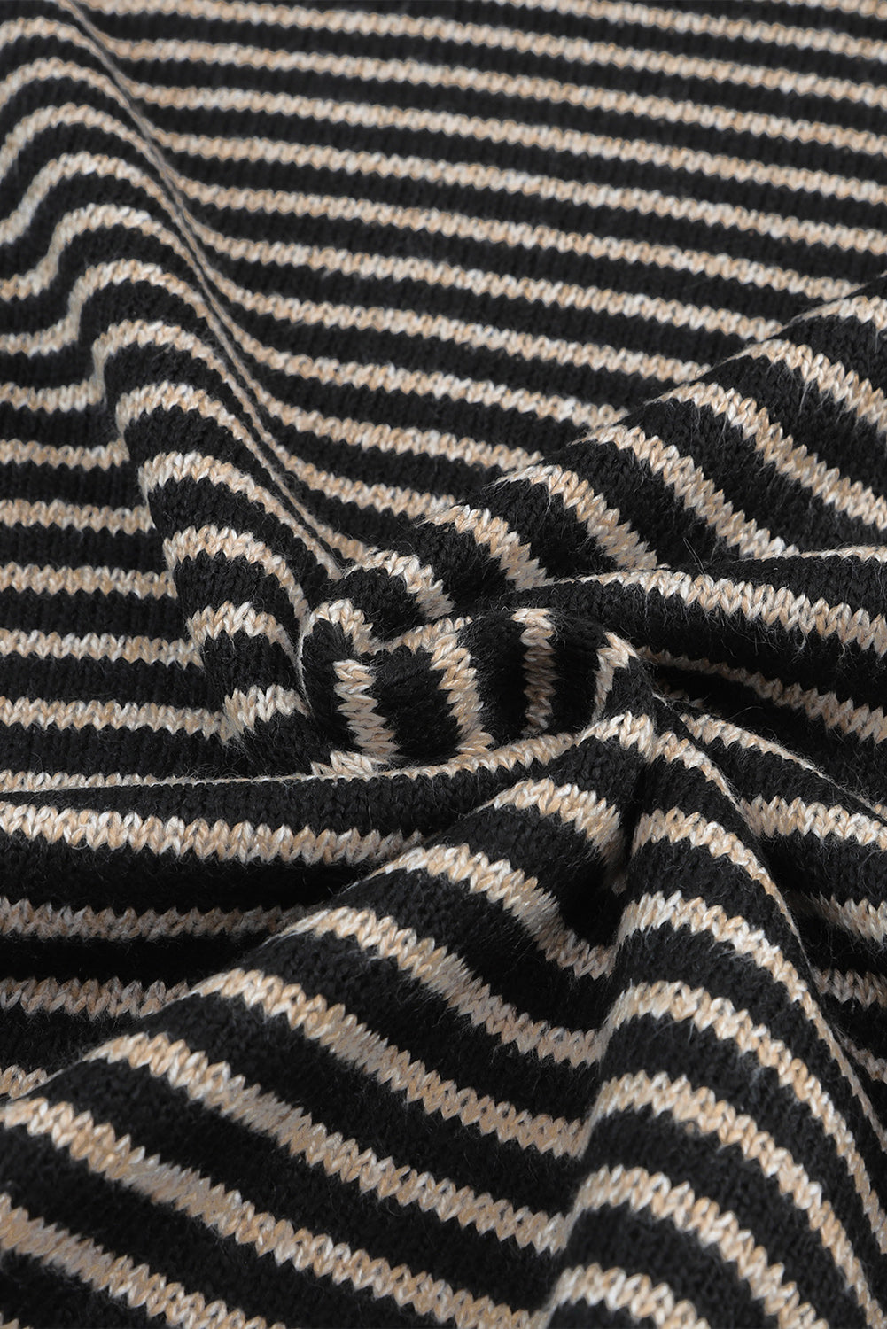 Black Striped Turtleneck Loose Sweater OniTakai