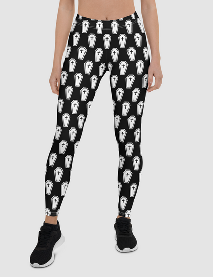 Black White Coffins | Women's Standard Yoga Leggings OniTakai