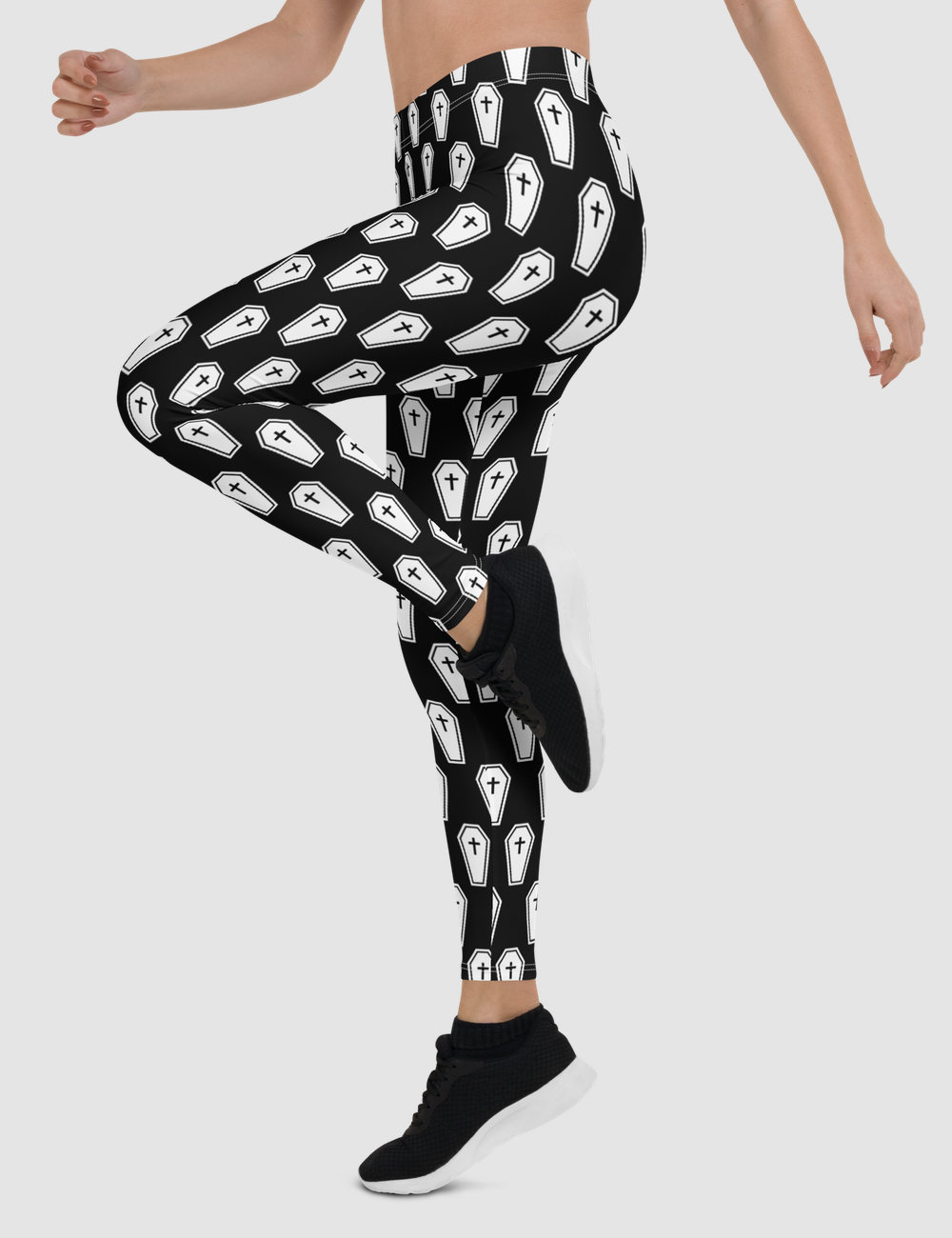 Black White Coffins | Women's Standard Yoga Leggings OniTakai