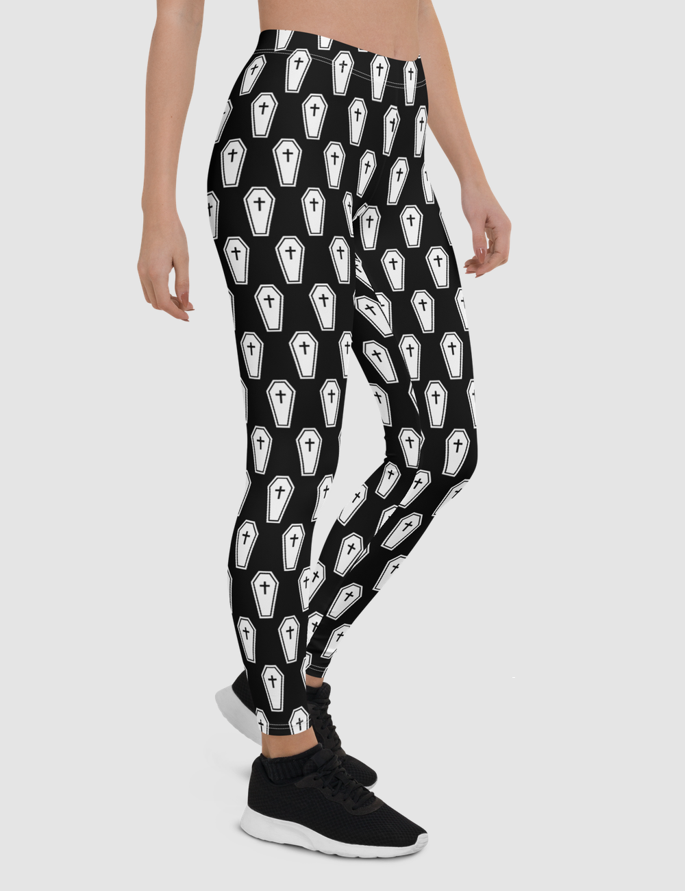 Black White Coffins | Women's Standard Yoga Leggings OniTakai