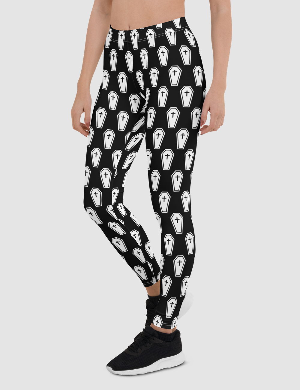 Black White Coffins | Women's Standard Yoga Leggings OniTakai