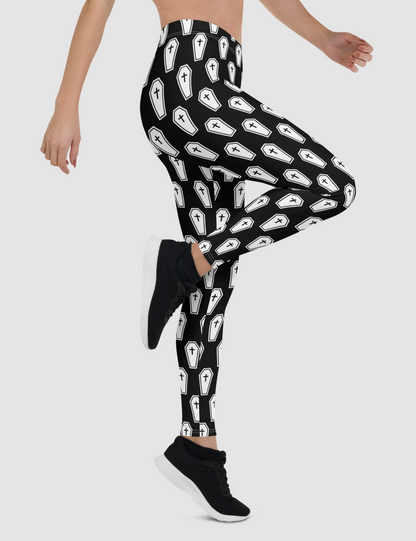 Black White Coffins | Women's Standard Yoga Leggings OniTakai