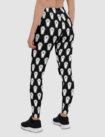 Black White Coffins | Women's Standard Yoga Leggings OniTakai