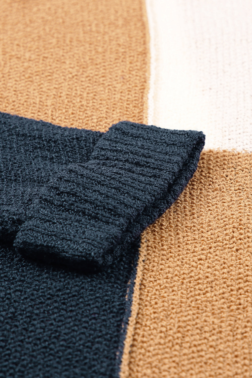 Blue Color Block Side Slit Plus Size Sweater OniTakai