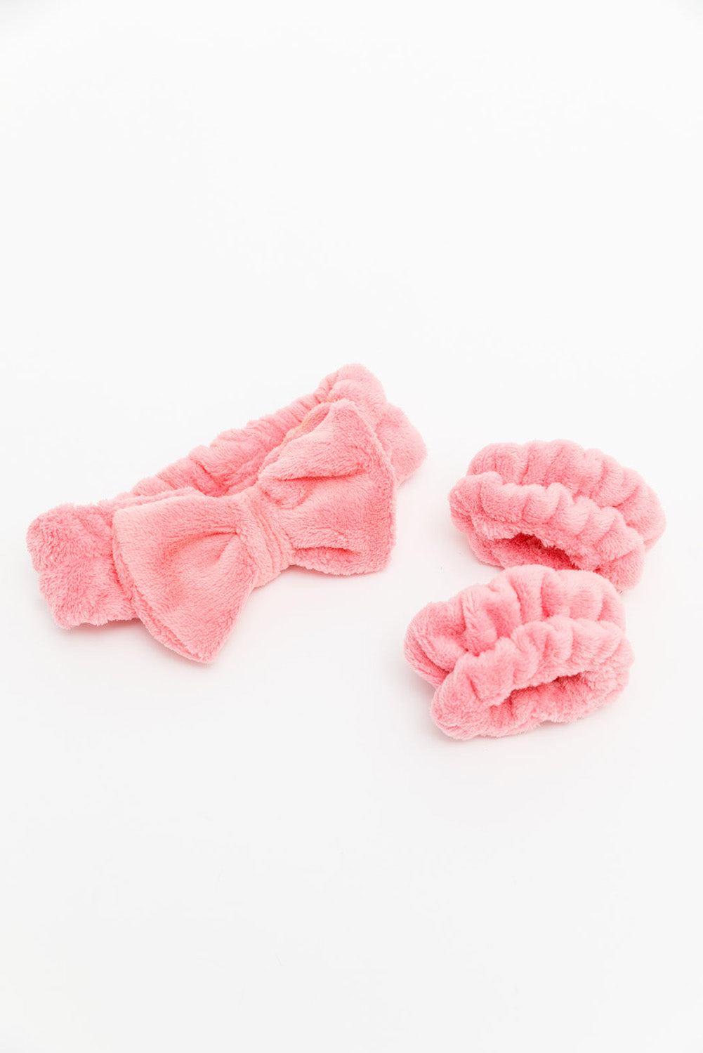 Bright Pink Cute Flannel Bow Headband Set OniTakai