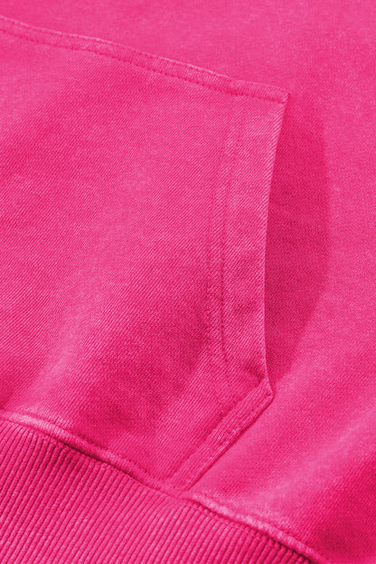 Bright Pink Vintage Wash Kangaroo Pocket Hoodie OniTakai