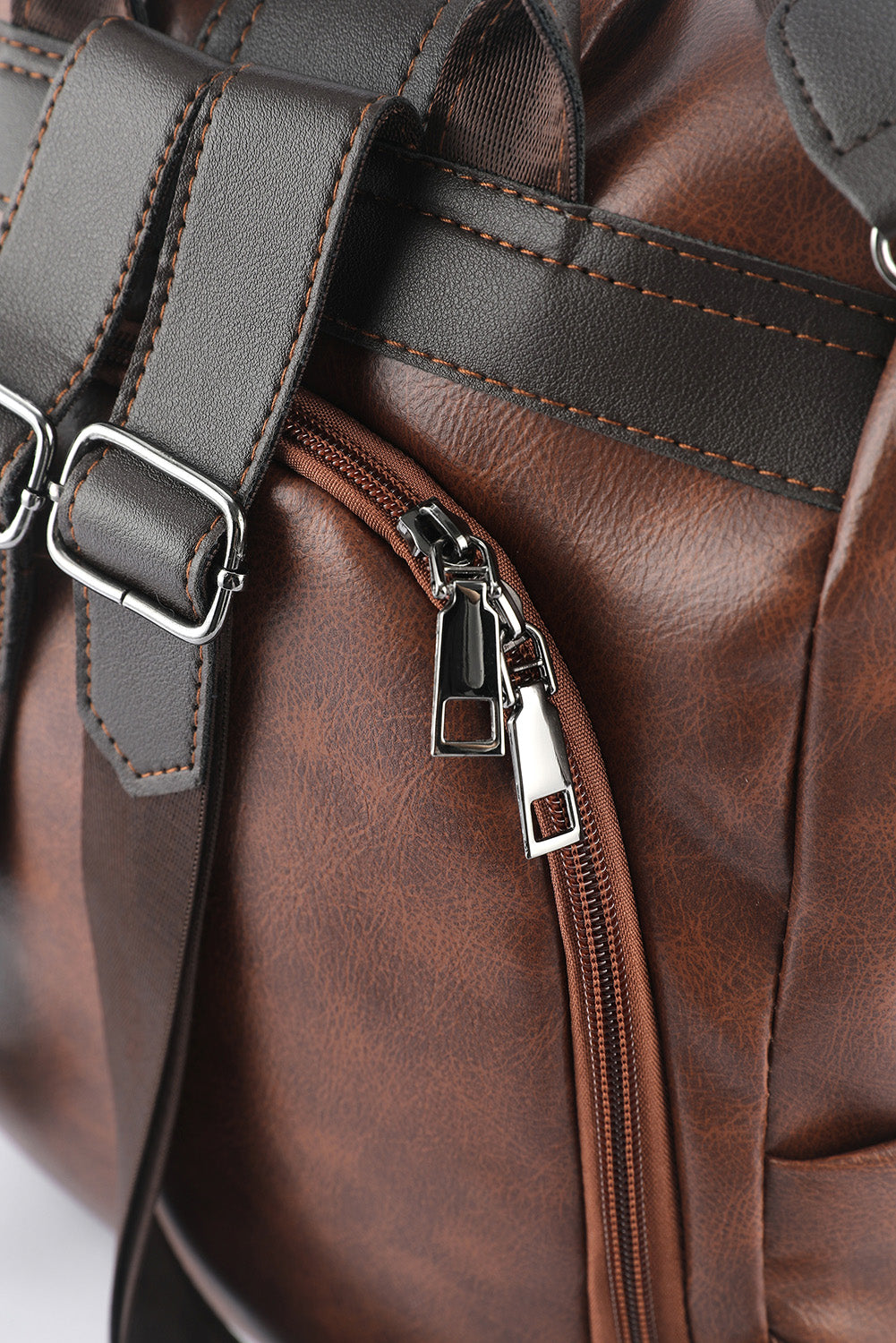Brown Multifunctional Retro Faux Leather Backpack OniTakai
