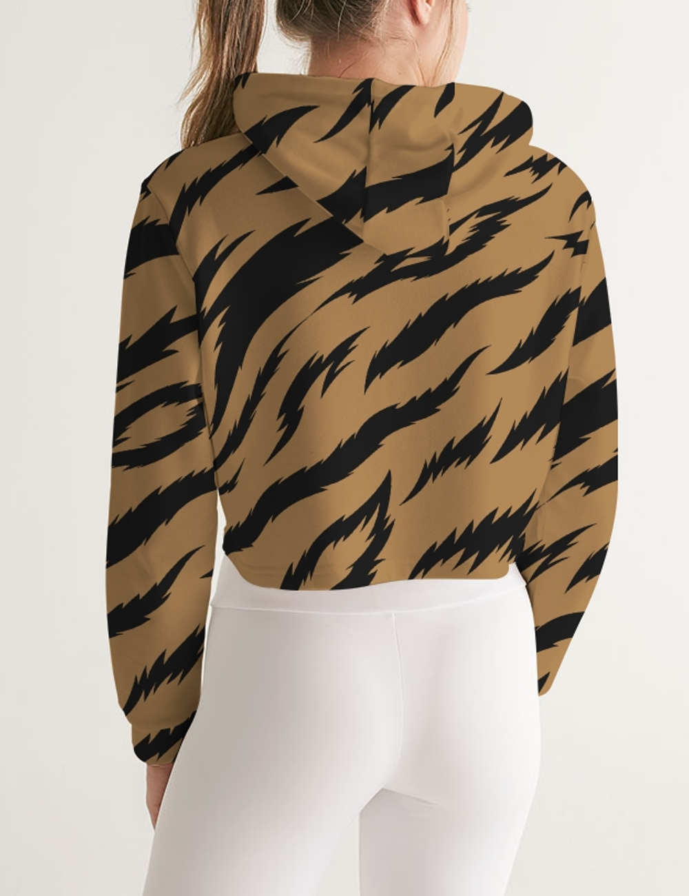 Brown Tiger Stripes | Women's Premium Cropped Hoodie OniTakai