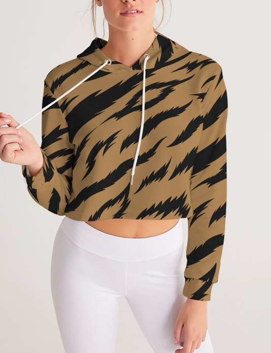 Brown Tiger Stripes | Women's Premium Cropped Hoodie OniTakai