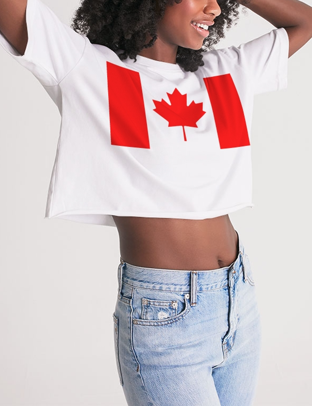 Canadian Flag Women's Oversized Crop Top T-Shirt OniTakai
