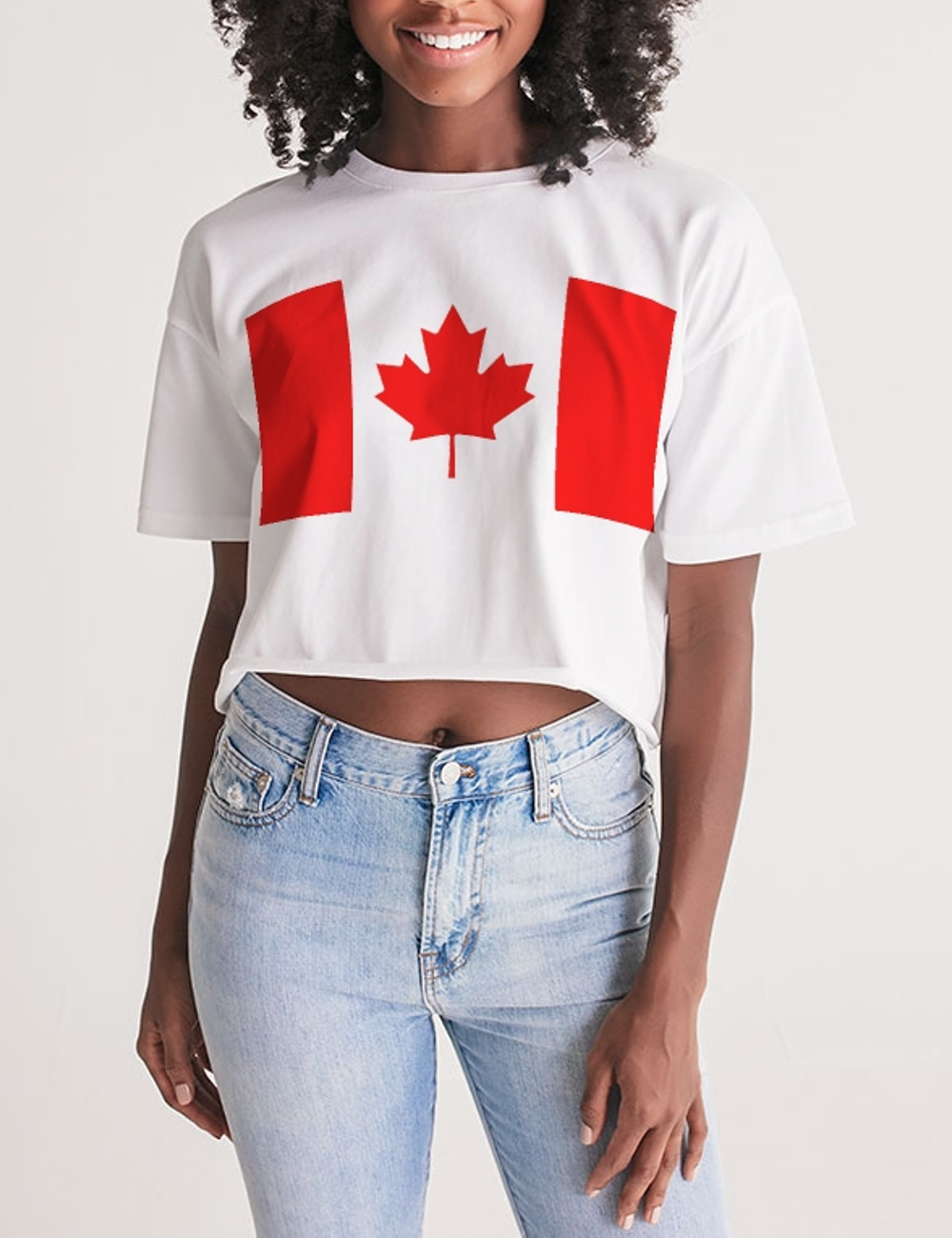 Canadian Flag Women's Oversized Crop Top T-Shirt OniTakai