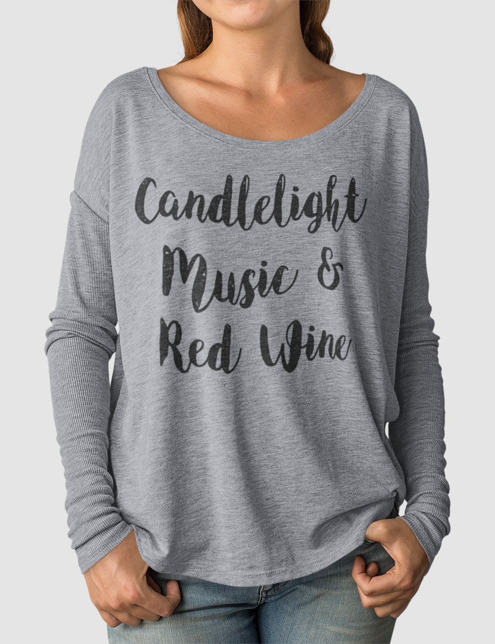 Candlelight Music & Red Wine | Women's Flowy Long Sleeve Shirt OniTakai
